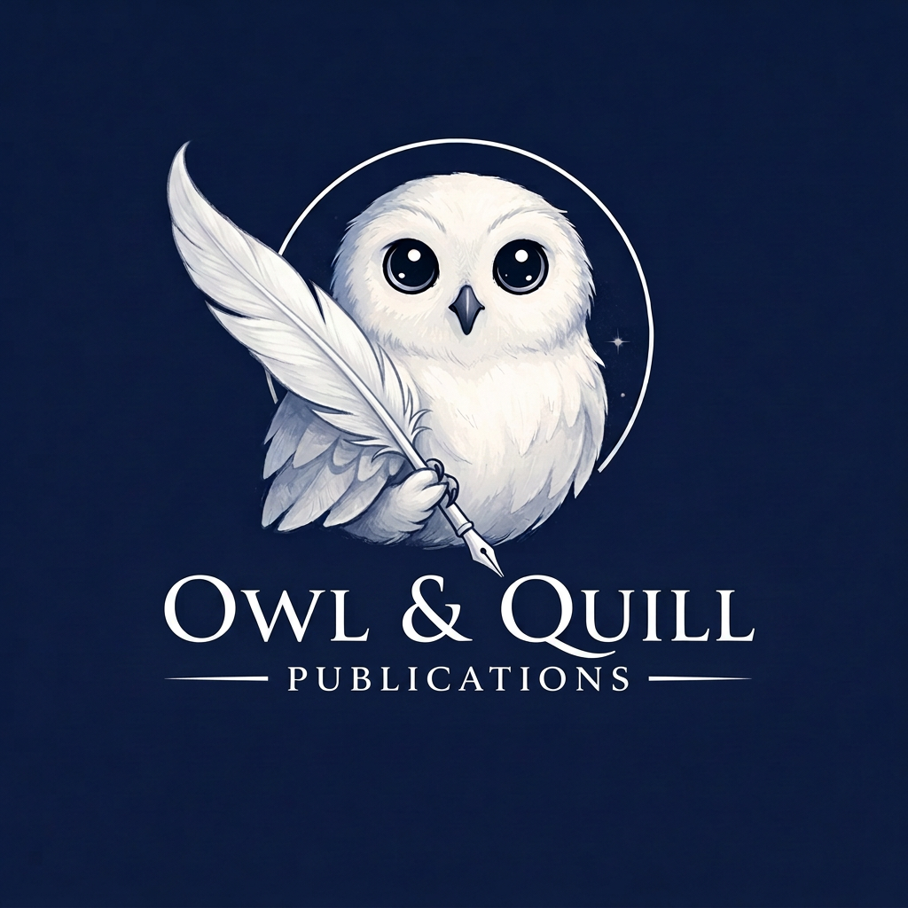 Owl & Quill Publications — white owl with quill logo